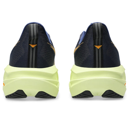 ASICS Novablast 5 Bleu nuit-Vert citron / Indigo Blue-Amber — vue arrière (1011B974-402)