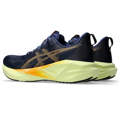 ASICS Novablast 5 Bleu nuit-Vert citron / Indigo Blue-Amber — vue avant intérieure (1011B974-402)