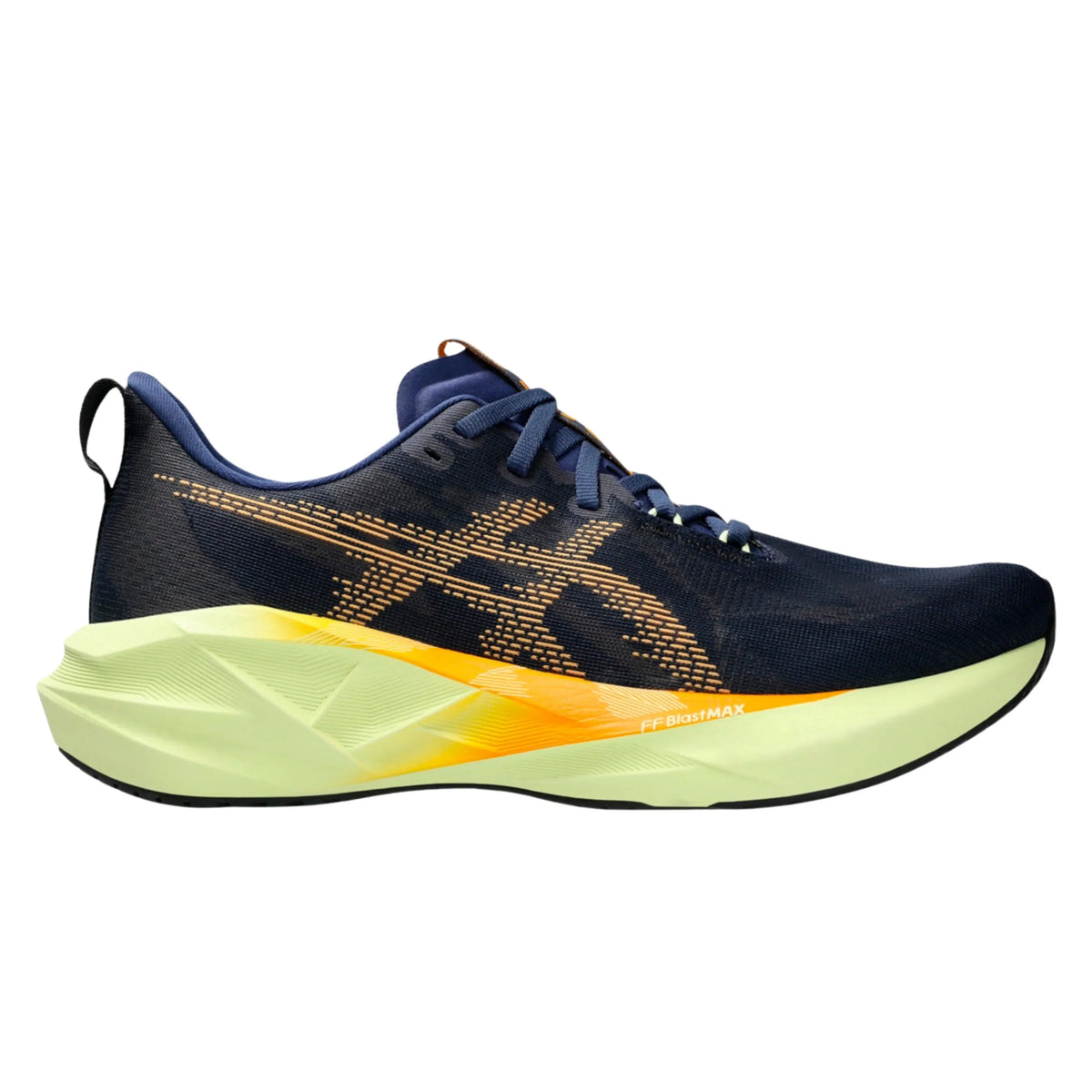 ASICS Novablast 5 femme – Bleu nuit / Vert citron – vue 1